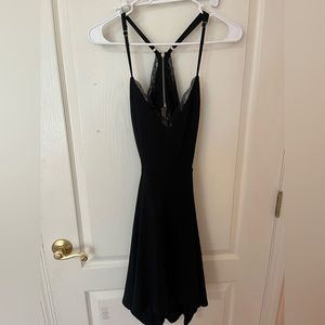 Lulu’s Black Mini Skater Dress - Lace open back - Size M